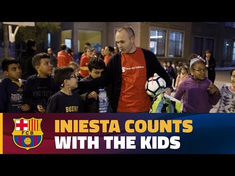 Andrés Iniesta meets youngsters as part of the 'Save the Children' programme