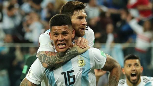 World Cup 2018: Argentina through after Marcos Rojo's late volley downs Nigeria 2-1