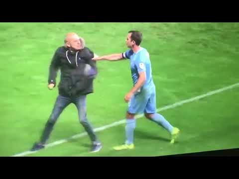 Coventry fan runs on pitch to tell off his own players