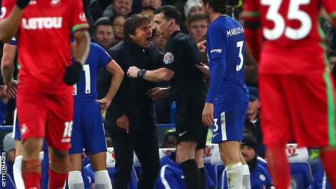 Chelsea boss Conte fined £8,000 for sending-off