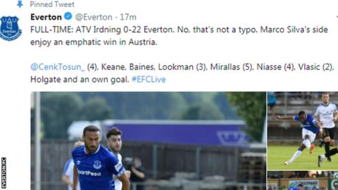 22-0?! Everton thump Austrian minnows in Silva's first game