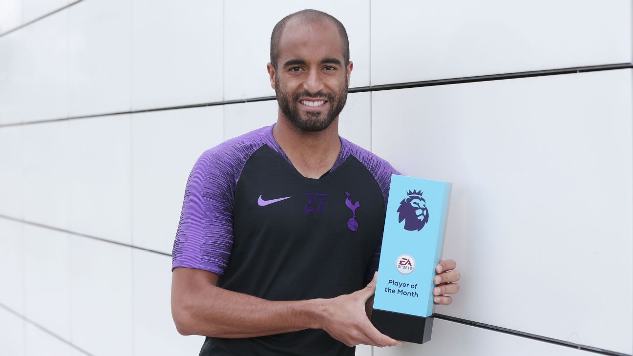 Tottenham's Lucas Moura wins Premier League player award for August