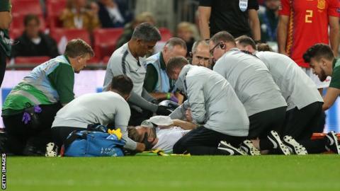 Luke Shaw: Defender suffers head injury on England comeback