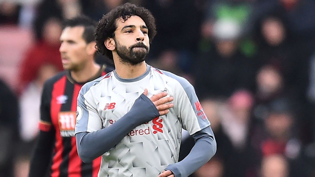 Mohamed Salah grabs hat trick as Liverpool go top with win at Bournemouth