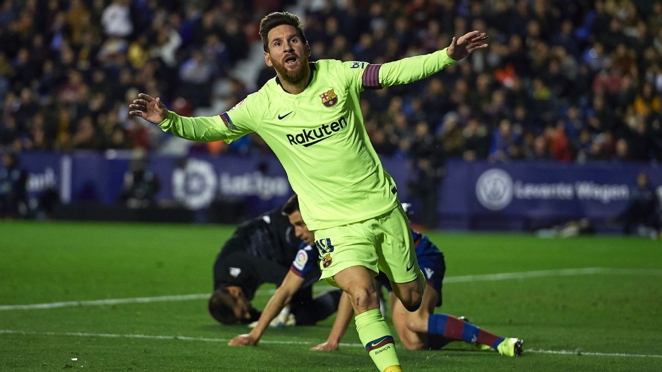 Lionel Messi bags hat trick, Gerard Pique stars as Barcelona enact revenge on Levante