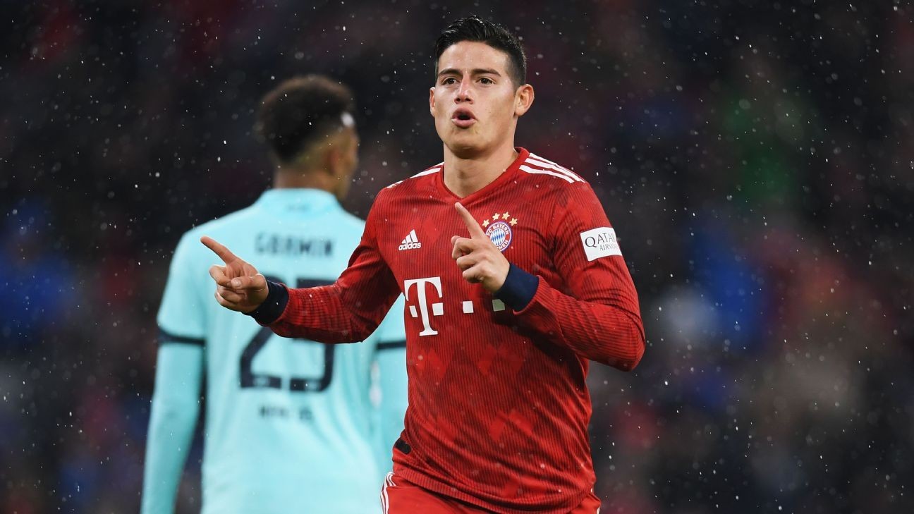 James hat trick, Davies scores first goal as Bayern hit Mainz for six