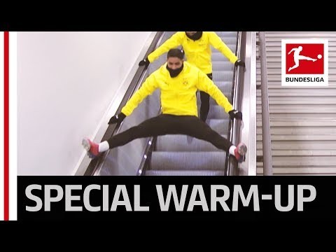 Dortmund's Hakimi in Funny Escalator Acrobatics