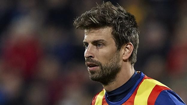 Gerard Pique plays for Catalonia in friendly against Venezuela