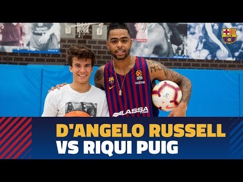 D'Angelo Russell visits Barça and swaps skills with Riqui Puig
