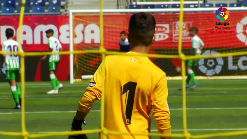 The LaLiga Promises action as seen from between the sticks