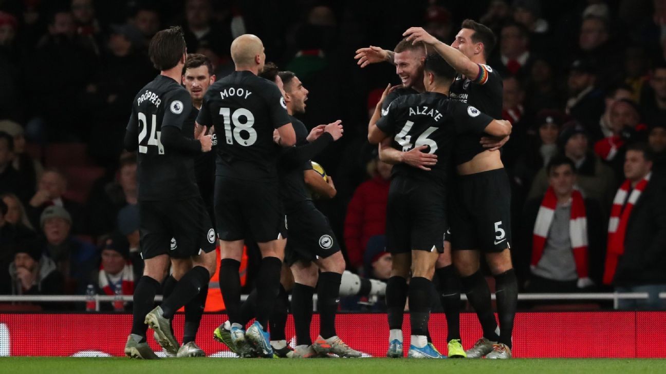 Arsenal fall to Brighton in Ljungberg's second match in charge