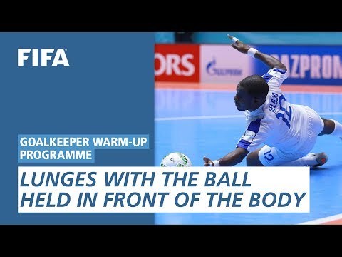 Lunges with the ball held in front of the body [Goalkeeper Warm-Up Programme]