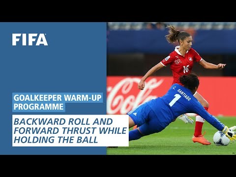 Backward roll and forward thrust while holding the ball [Goalkeeper Warm-Up Programme]