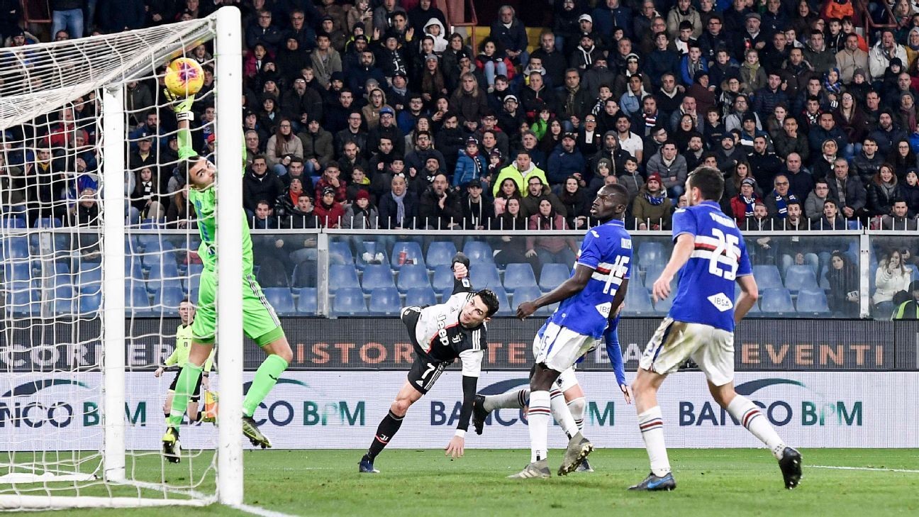 Towering Ronaldo header sends Juventus top