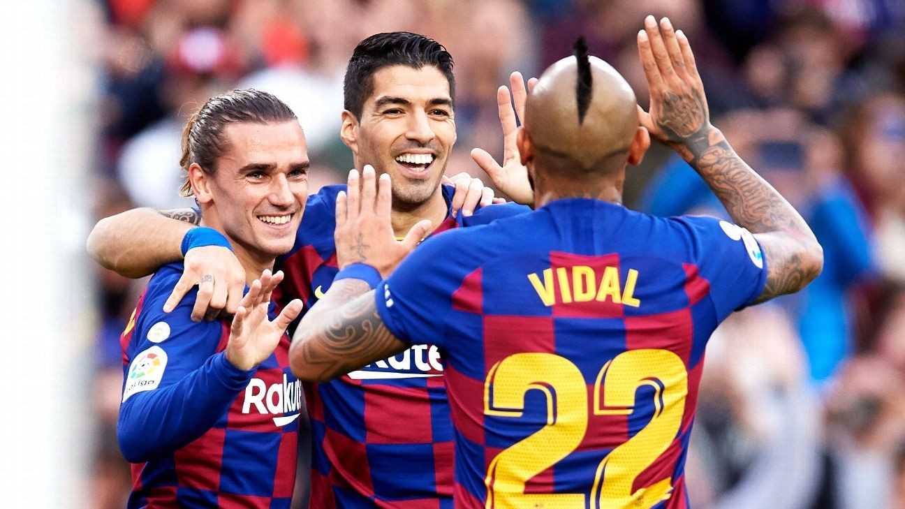 Barcelona rout Alaves as Messi, Griezmann and Suarez net