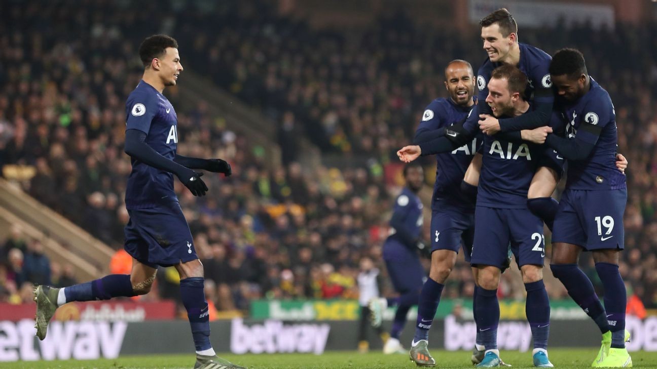 Tottenham rescue draw at bottom-placed Norwich after late Kane penalty