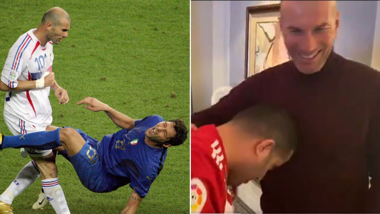 Real Madrid's Zidane discovers what being headbutted feels like in meeting with Almeria president