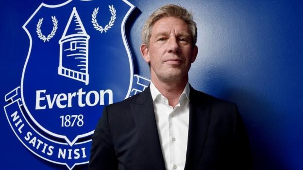 Everton's Marcel Brands addresses angry fans at training ground