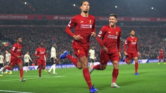 Liverpool beat Man United with goals from Van Dijk and Salah to open up 16-point lead at top