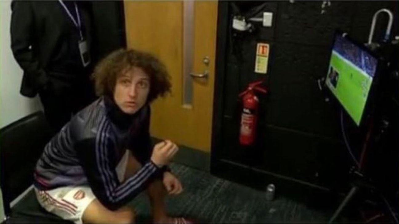 David Luiz Cam captured David Luiz watching David Luiz on David Luiz Cam after red card in Chelsea vs. Arsenal