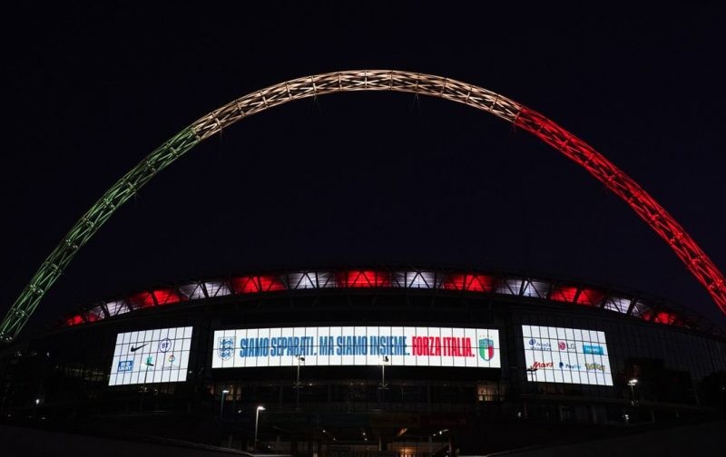 England light up Wembley Stadium as show of support for Italy