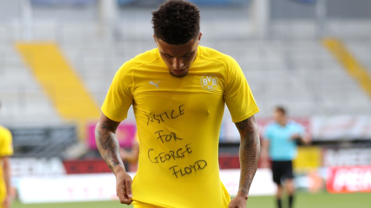 Dortmund's Jadon Sancho dedicates goal to George Floyd