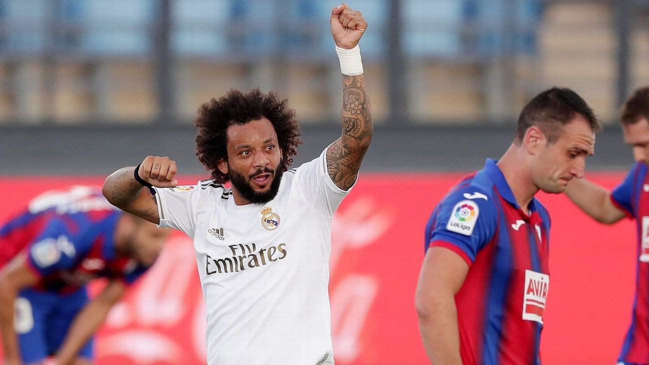 Real's Marcelo takes knee after goal vs. Eibar