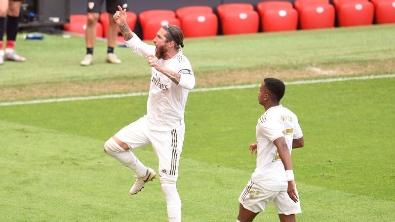Ramos penalty extends Madrid's title lead