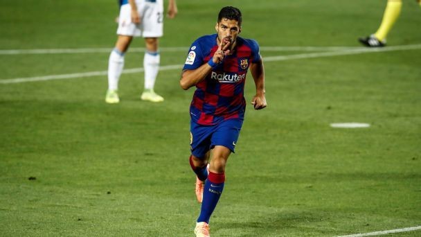 Suarez saves Barca in win, Espanyol relegated