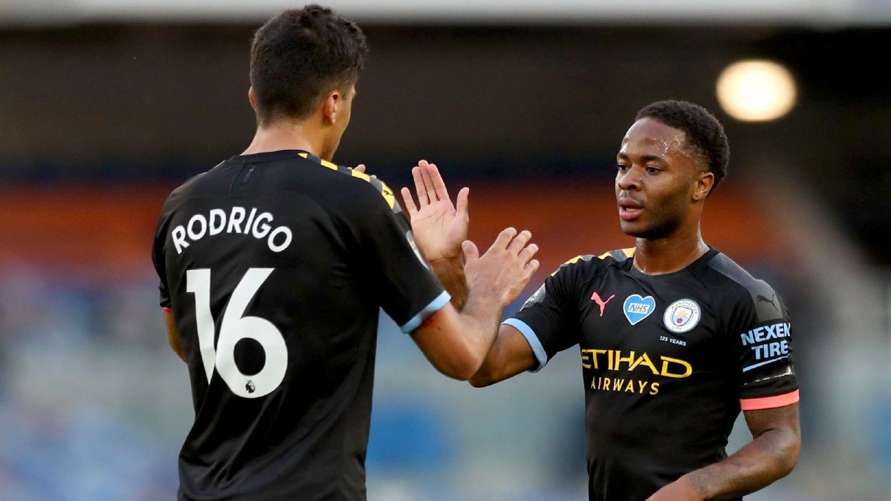 Sterling hat trick as Man City batter Brighton