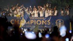 Leeds United Defend Open-Top Bus Title Celebration Outside Elland Road