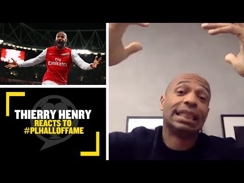 Thierry Henry reacts after being included in Premier League Hall Of Fame