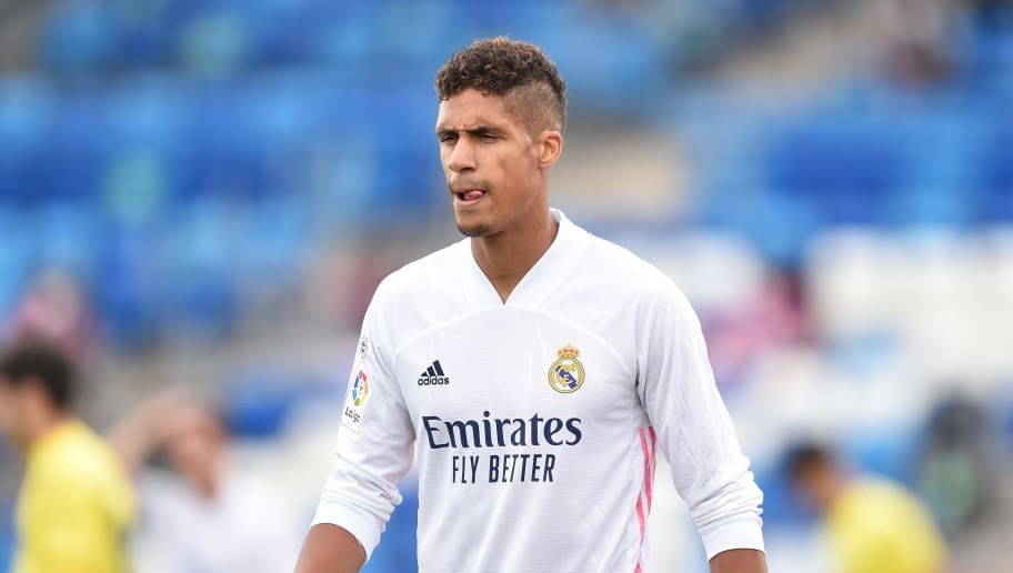 Manchester United target Raphael Varane pictured returning to Real Madrid