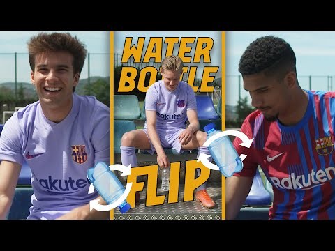 ? DE JONG vs ARAUJO vs RIQUI PUIG: WATER BOTTLE FLIP CHALLENGE ?