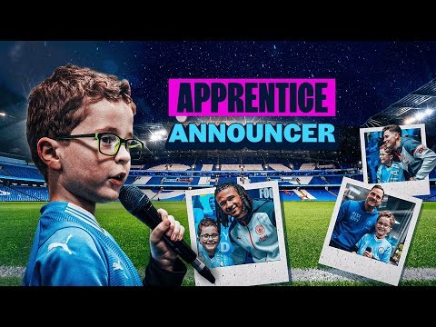 Man City's brand new 9 YEAR OLD apprentice ANNOUNCER at the Etihad!