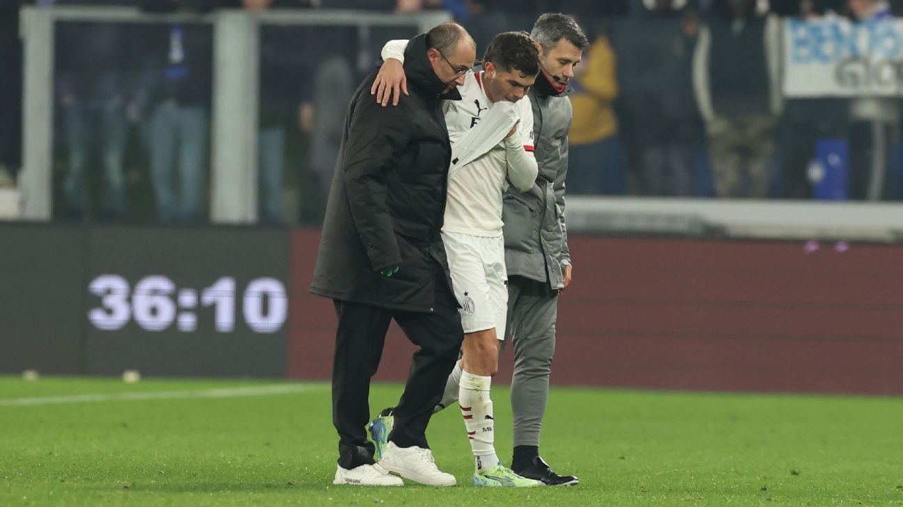 Pulisic limps off in first half of Milan's 2-1 defeat