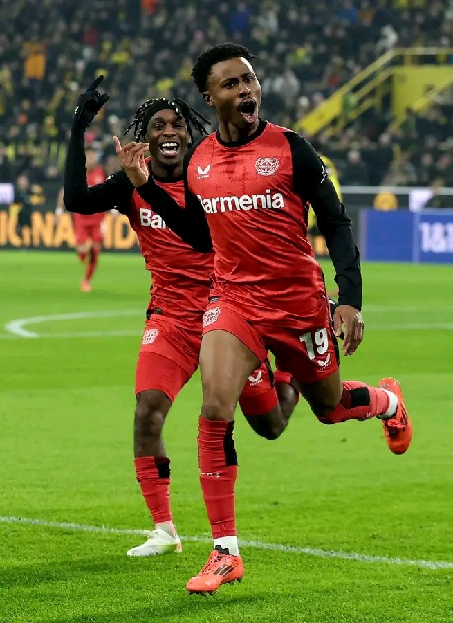 Tella celebrates maiden Champions League goal with Bayer Leverkusen