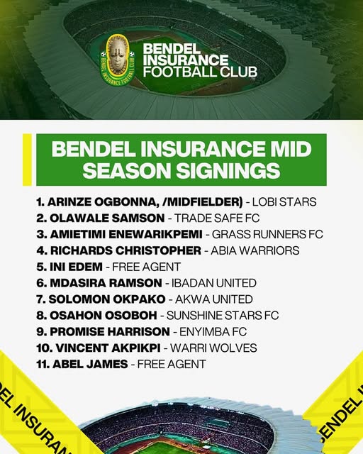 NPFL: Bendel Insurance strengthens squad with 11 new signings