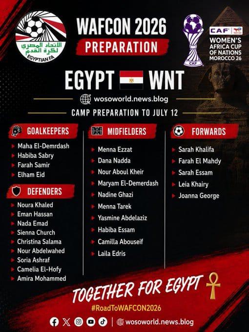 Egypt Call Up 28 Players for WAFCON 2026 Camp Ahead of Super Falcons Showdown