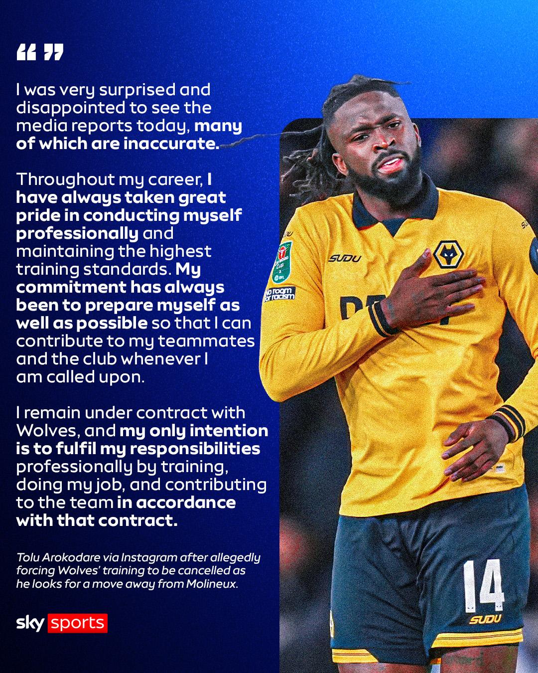 Tolu Arokodare Denies Training Ground Claims, Reaffirms Commitment to Wolves