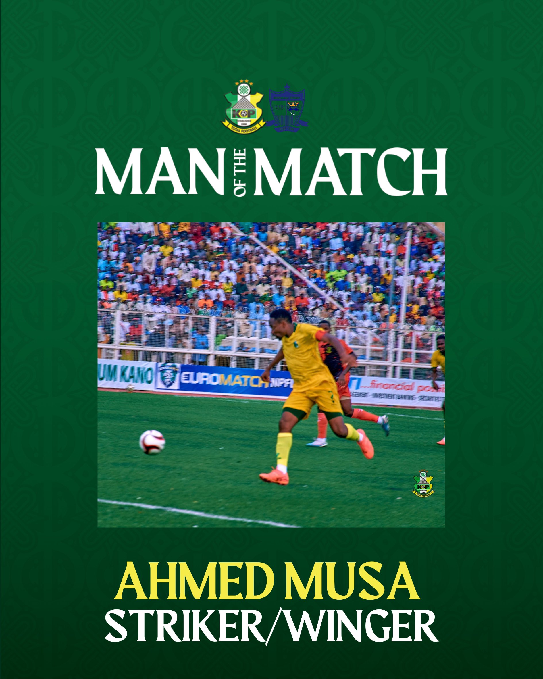 Ahmed Musa Named SWAN Man of the Match After Kano Pillars Win