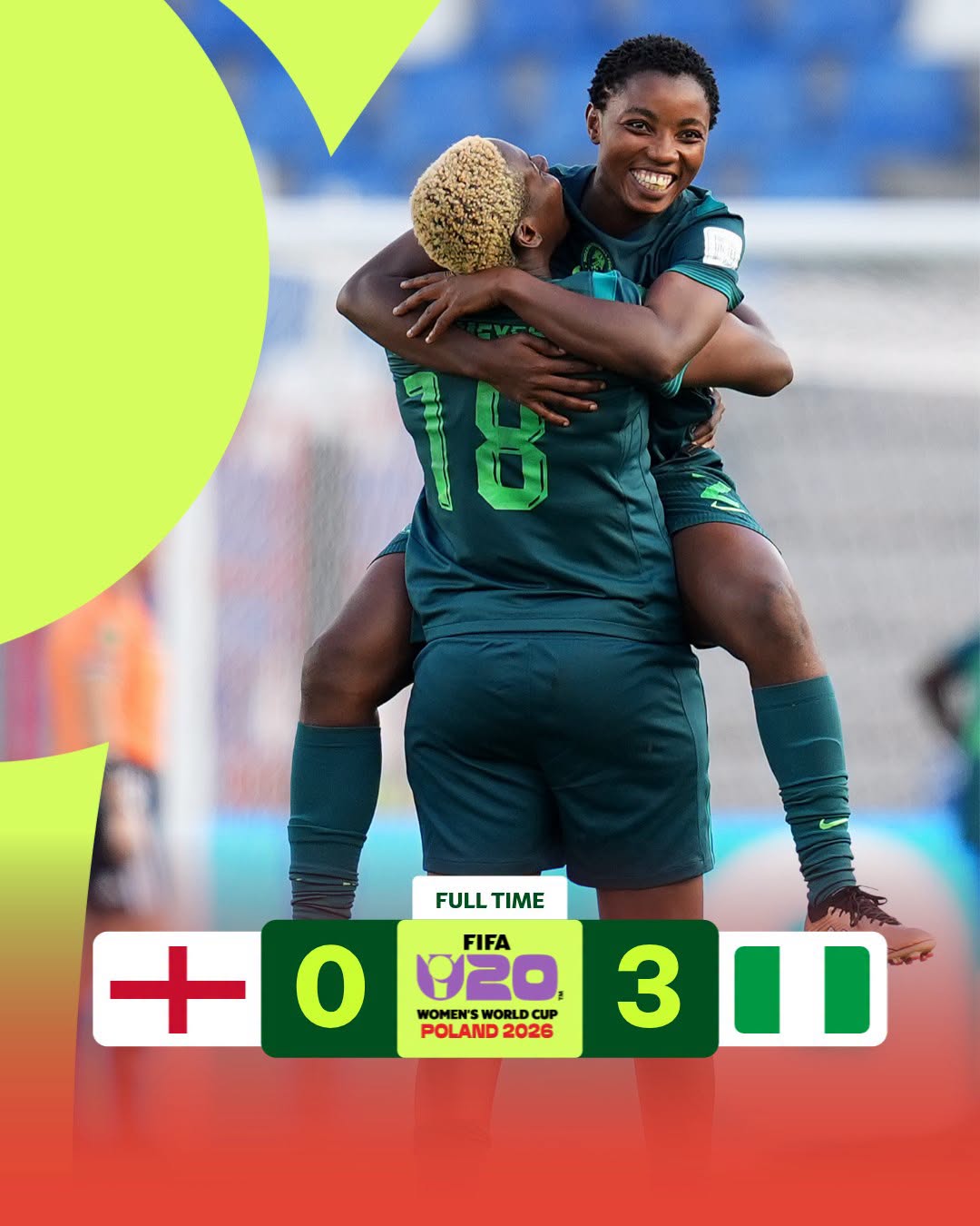 Falconets Thrash England 3-0 to Reach U-20 Women’s World Cup Quarter-Finals