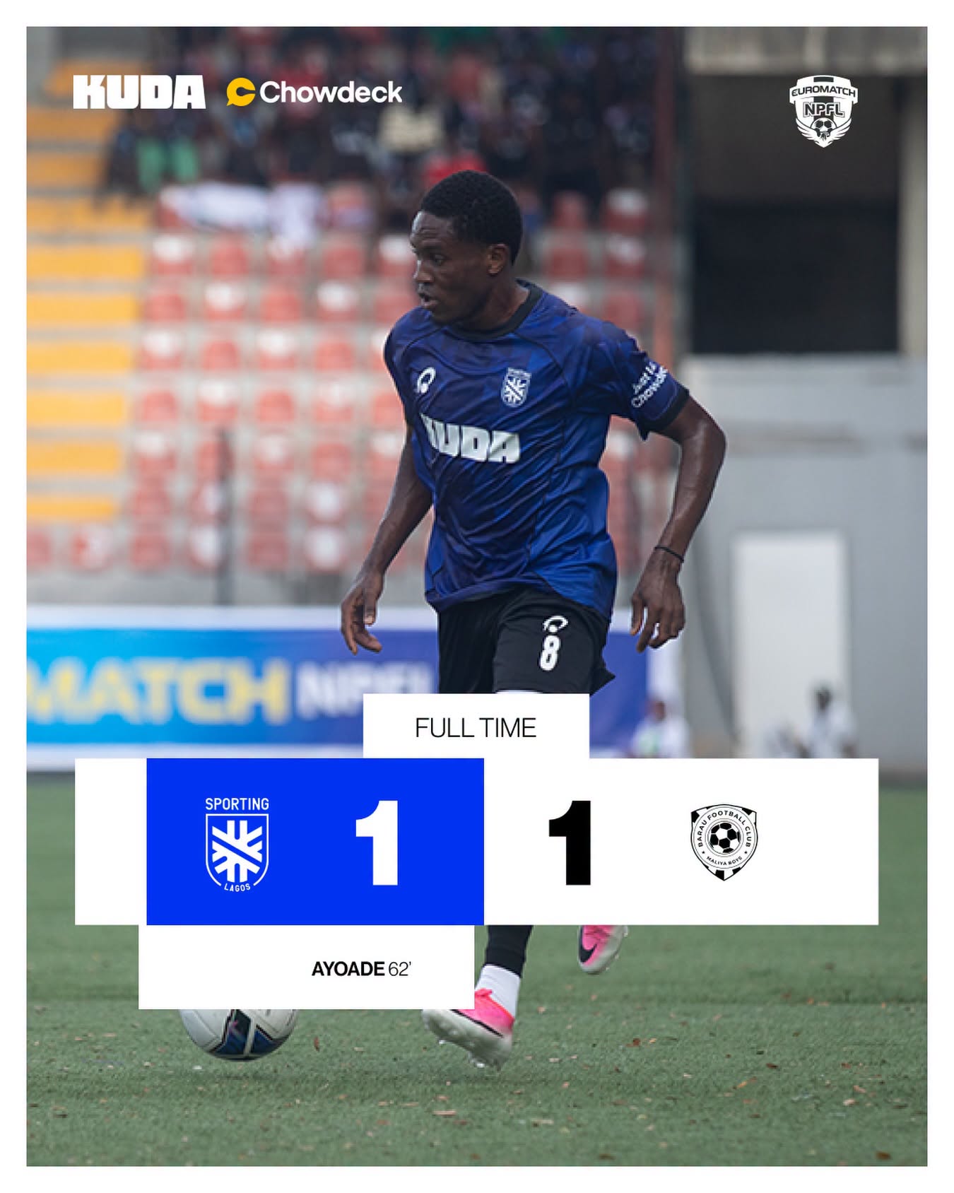 Sporting Lagos Fight Back to Hold Barau FC to 1-1 Draw
